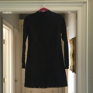Black Lace Long Sleeve Midi Dress